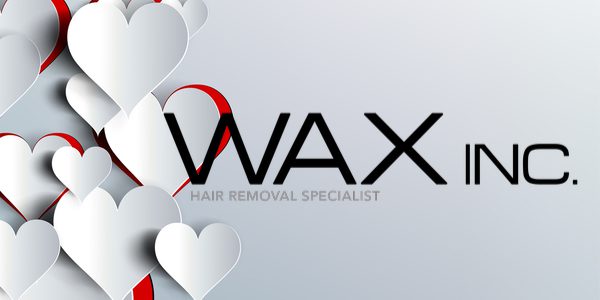 A gray background with white hearts and the words " wax hair removal specialist ".