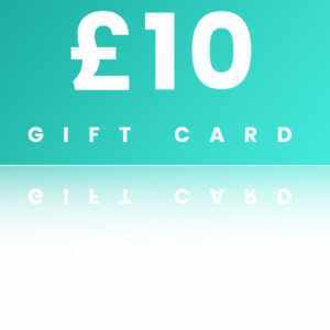 A gift card with the words £ 1 0 on it.