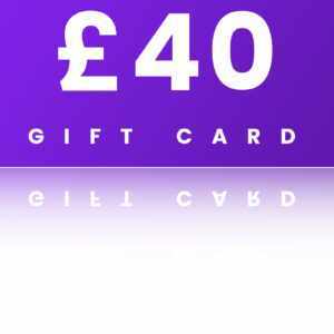 A purple gift card with the words £ 4 0 on it.