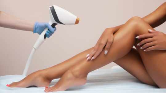bare legs ready to receive laser hair removal treatment using soprano ice